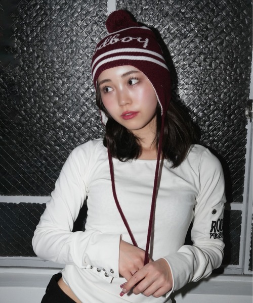 ライトグレー ニット帽 刺繍ロゴ付き XLARGE（エクストラ ラージ） SLANTED OG RIB KNIT CAP 101254051002