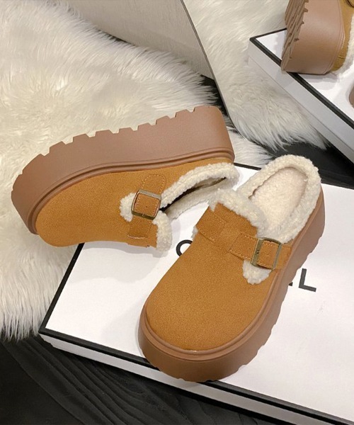 miniministore（ミニミニストア） デッキシューズ モカシン ボア厚底