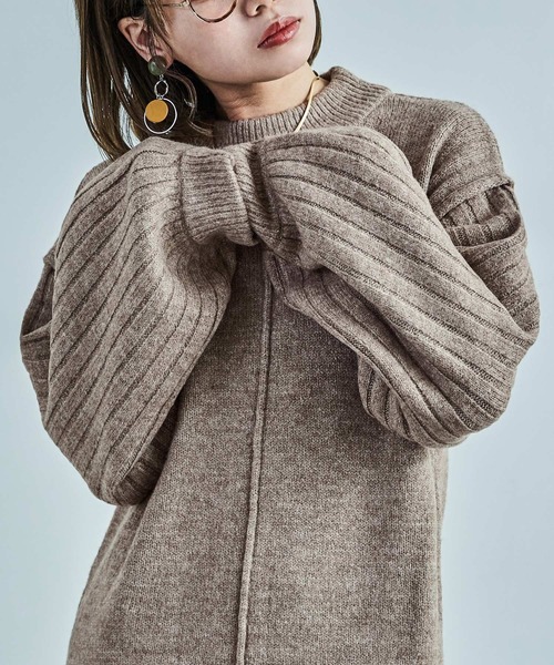「Fashion Letter」 ニットワンピース M グレイッシュベージュ レディース_画像4