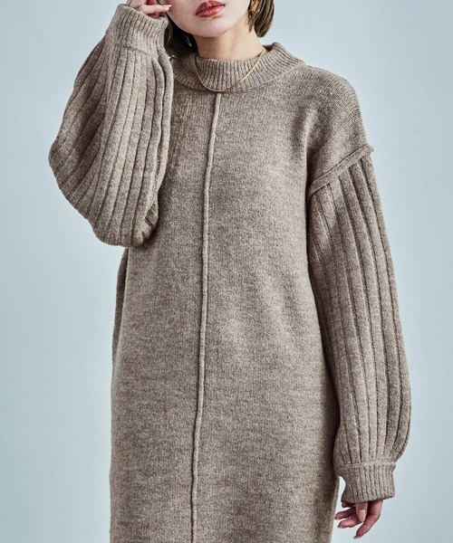 「Fashion Letter」 ニットワンピース M グレイッシュベージュ レディース_画像6