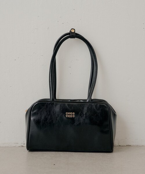 極美品 COACH ボストンバッグ 2way ロゴ型押し チャーム付 レザー 黒 COACH（コーチ） バッグ レザー ジョージア サッチェル ロゴ 2WAY