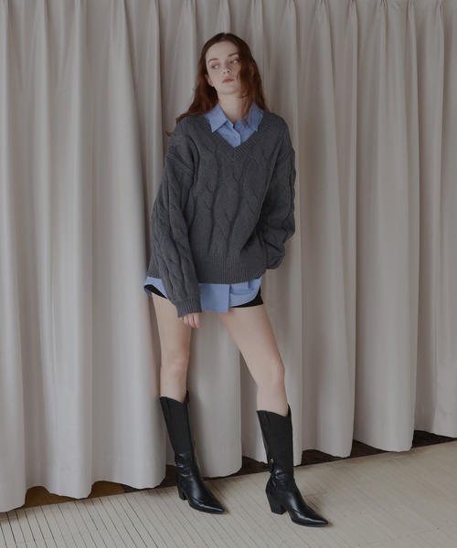 「Mili affinity」 長袖ニット FREE ブラウン レディース_画像4