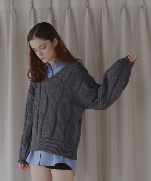 「Mili affinity」 長袖ニット FREE ブラウン レディース_画像5