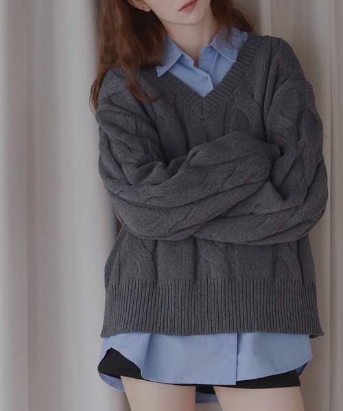 「Mili affinity」 長袖ニット FREE ブラウン レディース_画像6