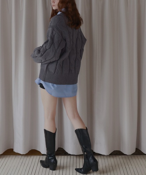 「Mili affinity」 長袖ニット FREE ブラウン レディース_画像7