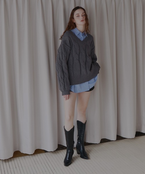 「Mili affinity」 長袖ニット FREE ブラウン レディース_画像8