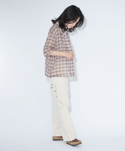 ブラウス シャツ maturely / ボイル チェック 5スリーブ シャツ レディースの画像