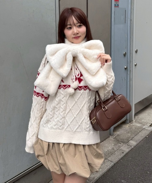 「continuer de NICE CLAUP」 長袖ニット FREE アイボリー レディース_画像3