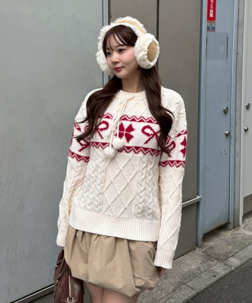 「continuer de NICE CLAUP」 長袖ニット FREE アイボリー レディース_画像7