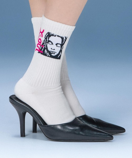 X-girl（エックスガール） 靴下 SIDE LOGO FACE RIBBED SOCKS