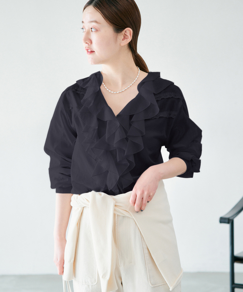 新品♡イエナIENAの柄フリルトップス IENA LA BOUCLE JQフリルビスチェ（その他トップス）｜IENA（イエナ