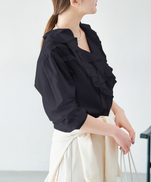 新品☆イエナ☆IENA by JULIE C/LAMIE フリルブラウス◆ IENA（イエナ） ブラウス シャツ レーストリムフリルブラウス