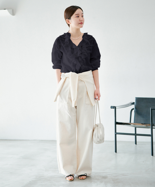 美品☺︎IENA toteme ブラウス IENA（イエナ） ブラウス シャツ レーストリムフリルブラウス