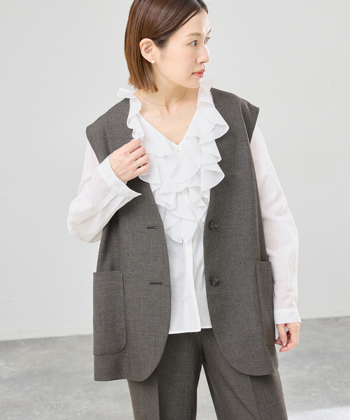 IENA（イエナ） ブラウス シャツ レーストリムフリルブラウス