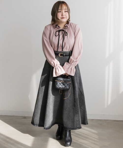 「CLETTE」 長袖ブラウス 4L ピンク レディース_画像5