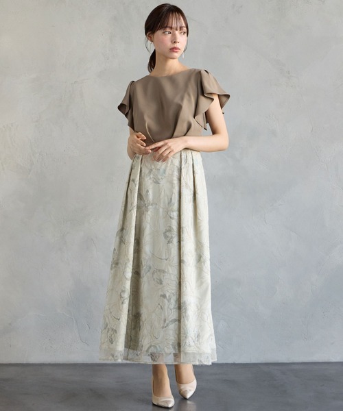AIMER(エメ) ドレス ジョーゼットプリントモール刺繍フレア AIMER(エメ) ドレス ジョーゼットプリントモール刺繍フレア
