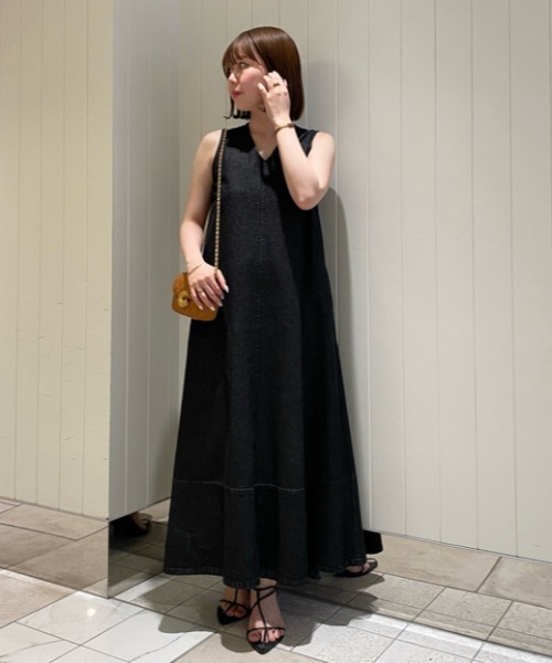 「Mila Owen」 ノースリーブワンピース 1 インディゴブルー レディース_画像4