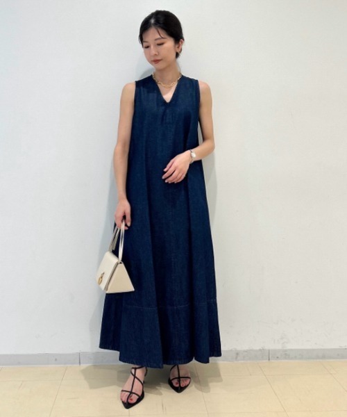「Mila Owen」 ノースリーブワンピース 1 インディゴブルー レディース_画像6