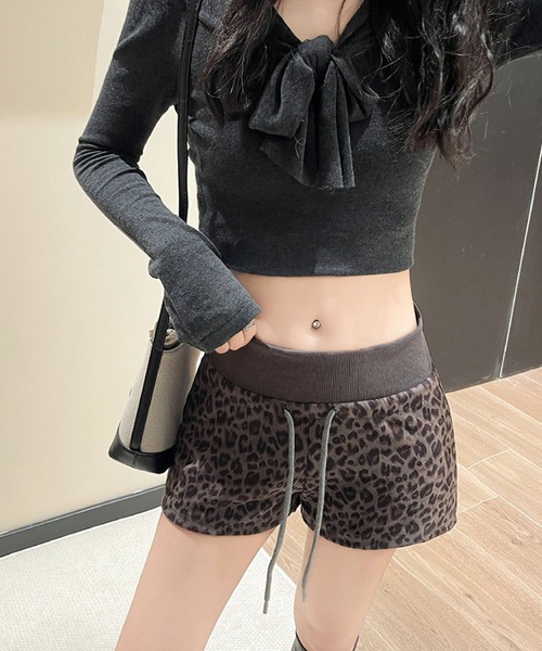 SeaRoomlynn ウエストギャザー Canvas ショートパンツ　ヒョウ柄 SeaRoomlynn ウエストギャザー Canvas ショートパンツ ヒョウ柄