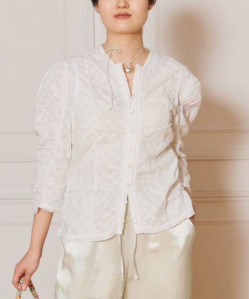 「IENA LA BOUCLE」 7分袖ブラウス FREE ホワイト レディース_画像6