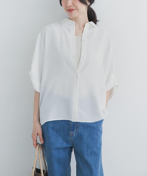 ブラウス シャツ タックスリーブシャツ レディースの画像