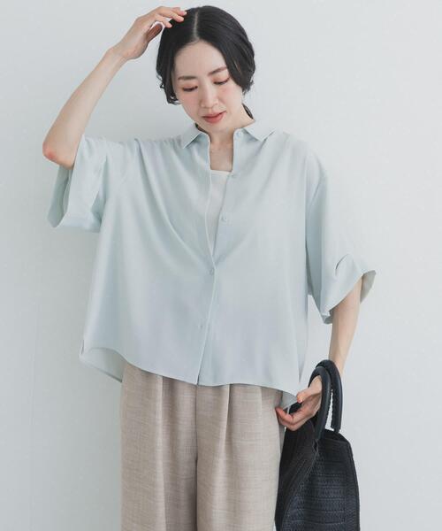 ブラウス シャツ タックスリーブシャツ レディースの画像