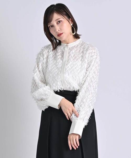 「RAW FUDGE」 長袖ブラウス M ブルー レディース_画像7