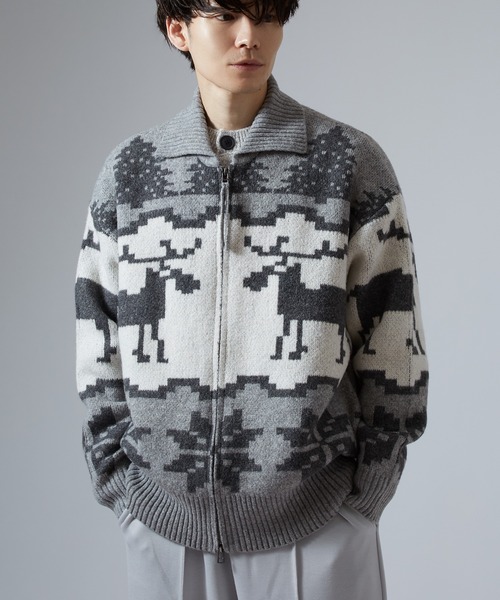 NULL 「Beno」ニットカーディガン LARGE グレー メンズ : ZOZOTOWN 