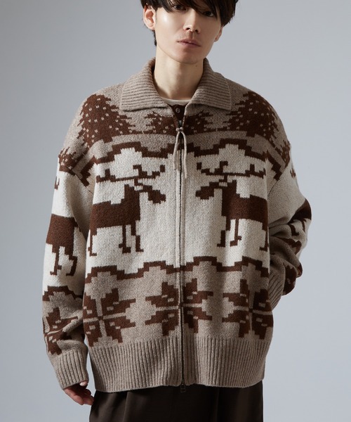 「NULL」 「Beno」ニットカーディガン LARGE グレー メンズ_画像3
