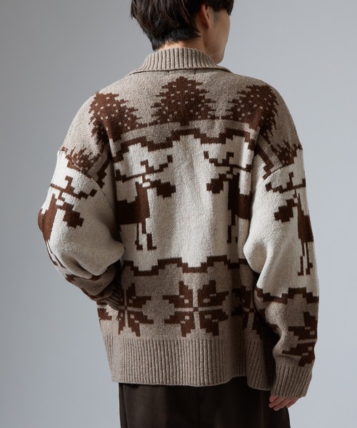 「NULL」 「Beno」ニットカーディガン LARGE グレー メンズ_画像5