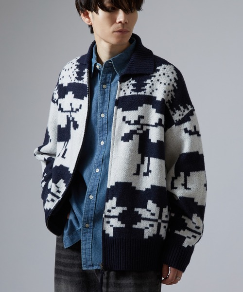 「NULL」 「Beno」ニットカーディガン LARGE グレー メンズ_画像7