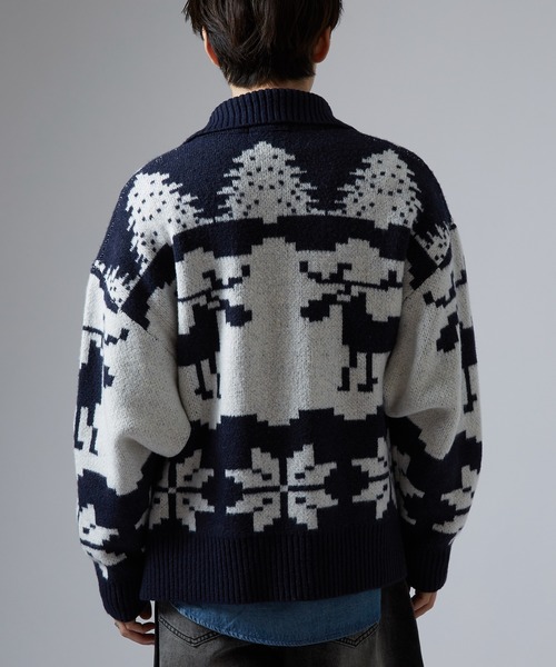 「NULL」 「Beno」ニットカーディガン LARGE グレー メンズ_画像9