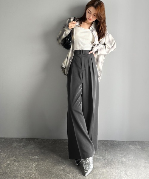 「classicalelf」 スラックス X-LARGE チャコールグレー レディース_画像4