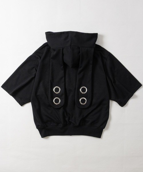 Drawer - ドゥロワー SUMMER 3Gアイレットニットパーカー ジップアップ 長袖 黒 JOHN'S CLOSET（ジョンズクローゼット） パーカー 「13」ビッグ