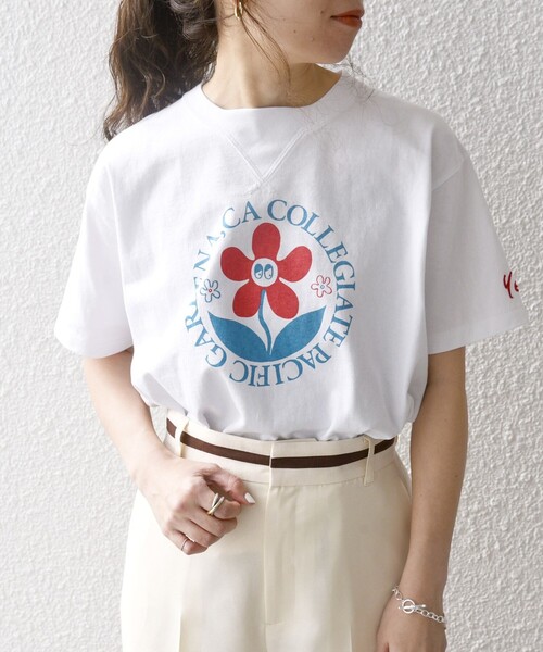 「Collegiate Pacific」 半袖Tシャツ ONE SIZE ライトグレー レディース_画像6