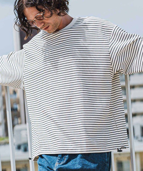「CAMBIO」 長袖Tシャツ L ブラック×ホワイト メンズ_画像3