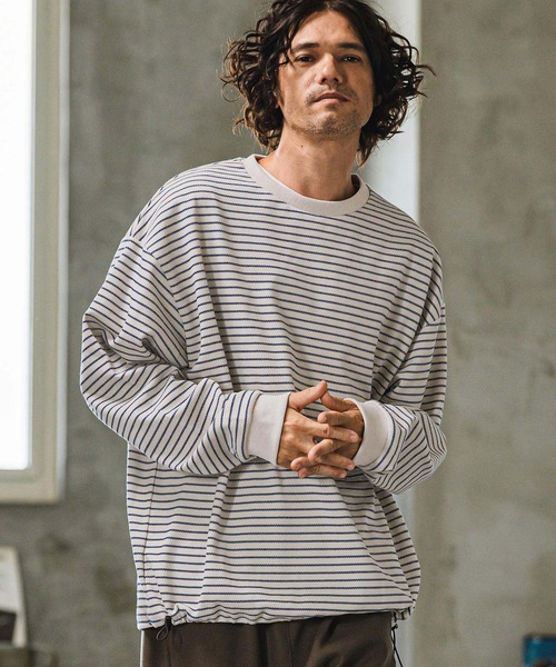 「CAMBIO」 長袖Tシャツ L ブラック×ホワイト メンズ_画像9