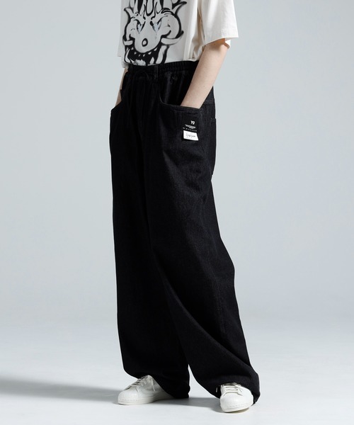 Y-3 サイドスナップ ワイドパンツ ブラック Y-3 ワイドパンツ パンツ DENIM PANTS メンズ : ZOZOTOWN Yahoo!店