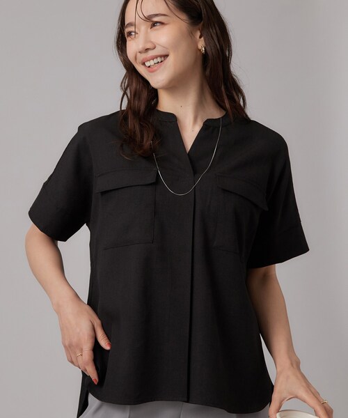 ゴーシュ　ブラック 半袖 シャツ ブラウス SHOO・LA・RUE（シューラルー） ブラウス シャツ 半袖 「洗濯後しわに