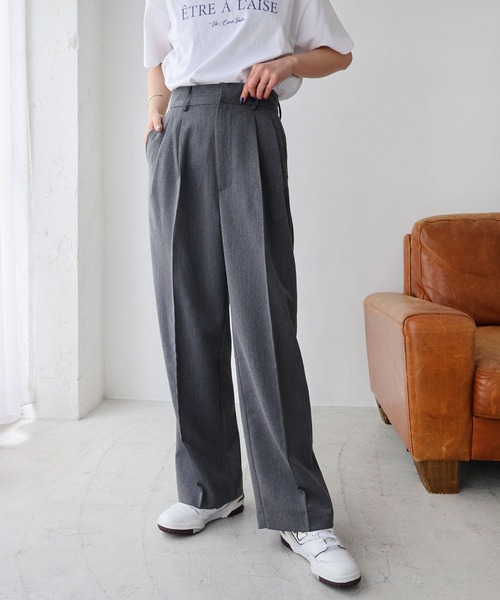 「andme」 「alma design」スラックス M グレイッシュベージュ レディース_画像2