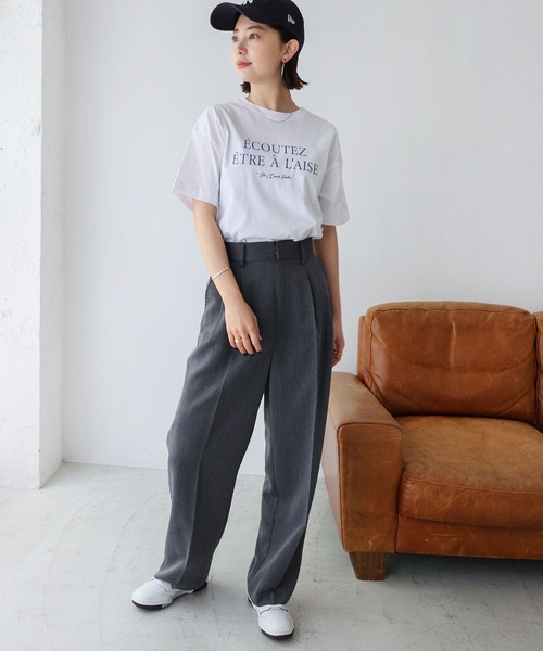「andme」 「alma design」スラックス M グレイッシュベージュ レディース_画像3