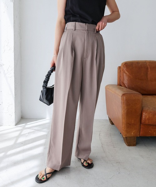 「andme」 「alma design」スラックス M グレイッシュベージュ レディース_画像4