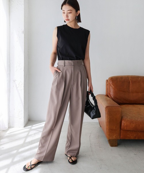 「andme」 「alma design」スラックス M グレイッシュベージュ レディース_画像6