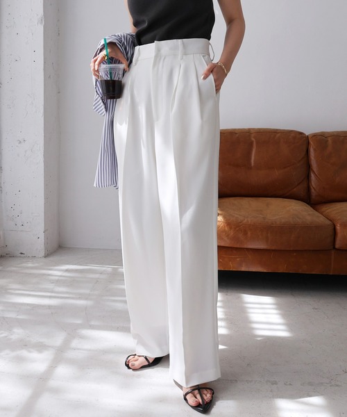 「andme」 「alma design」スラックス M グレイッシュベージュ レディース_画像7