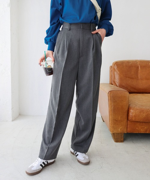 「andme」 「alma design」スラックス M グレイッシュベージュ レディース_画像9