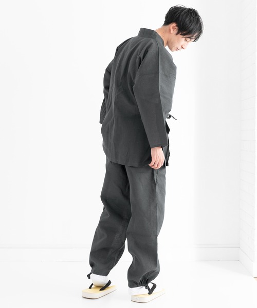 着物 夏用しじら作務衣 メンズ