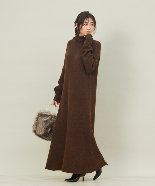 ワンピース Web 一部店舗限定 片畦オフタートルニットワンピース Zozotown Paypayモール店 通販 Paypayモール