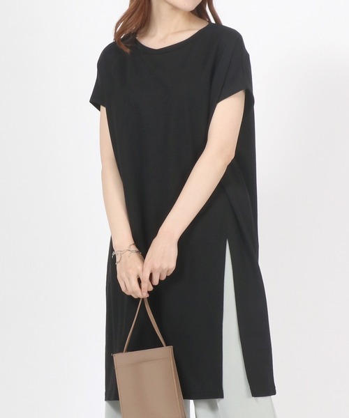 tシャツ タイ付きフロントスリットカットTEE　573223 レディース 楽天市場】フロントスリット トップスの通販