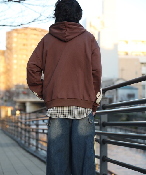 パーカー 「HOOK」クロスと炎刺繍ジップパーカー メンズ レディース