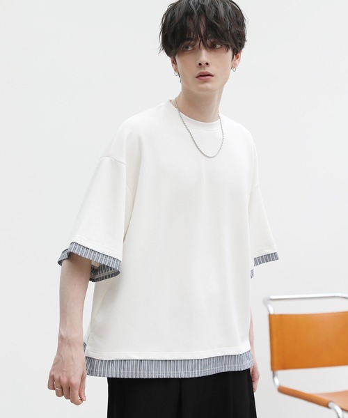 ASTRONOMY tシャツ 半袖フェイクレイヤードオーバーサイズポンチ